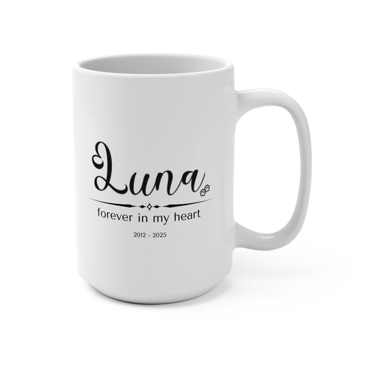 Personalized Pet Memorial Mug – Custom Dog or Cat Name & Dates, “Forever in My Heart” Sympathy Gift, Pet Loss Remembrance Cup