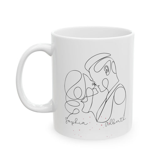 Personalized Line Art Couple Mug with Intertwined Names | Romantic Anniversary Gift