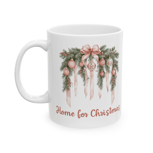 Pink Christmas Mug – Home for Christmas Coffee Cup,Home for Christmas Mug, Coquette Christmas Mug, Christmas Coffee Cup y Holiday Gift for Her.