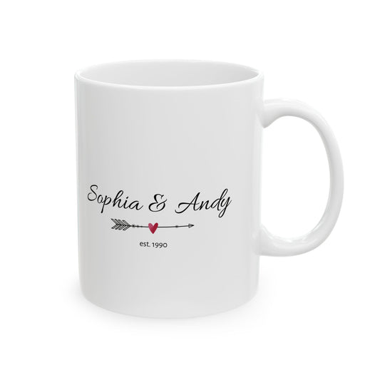 Personalized Couple Mug with Names & Arrow | Est. Year Anniversary Gift