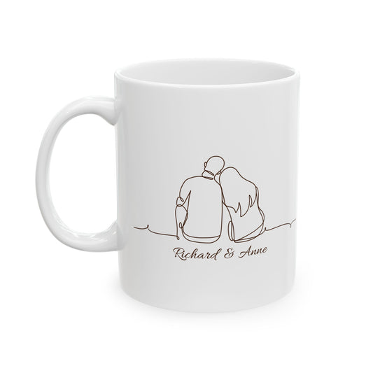 Personalized Valentine Couple Mug – Minimal Line Art Love Mug with Names