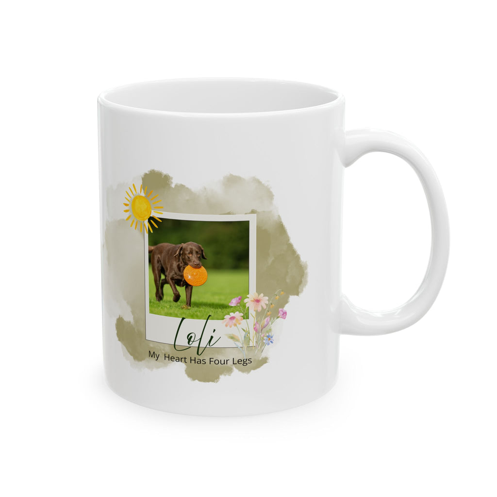 Personalized Pet Photo Mug – Vintage Watercolor Style – Custom Pet Name Coffee Cup – Dog or Cat Portrait Gift