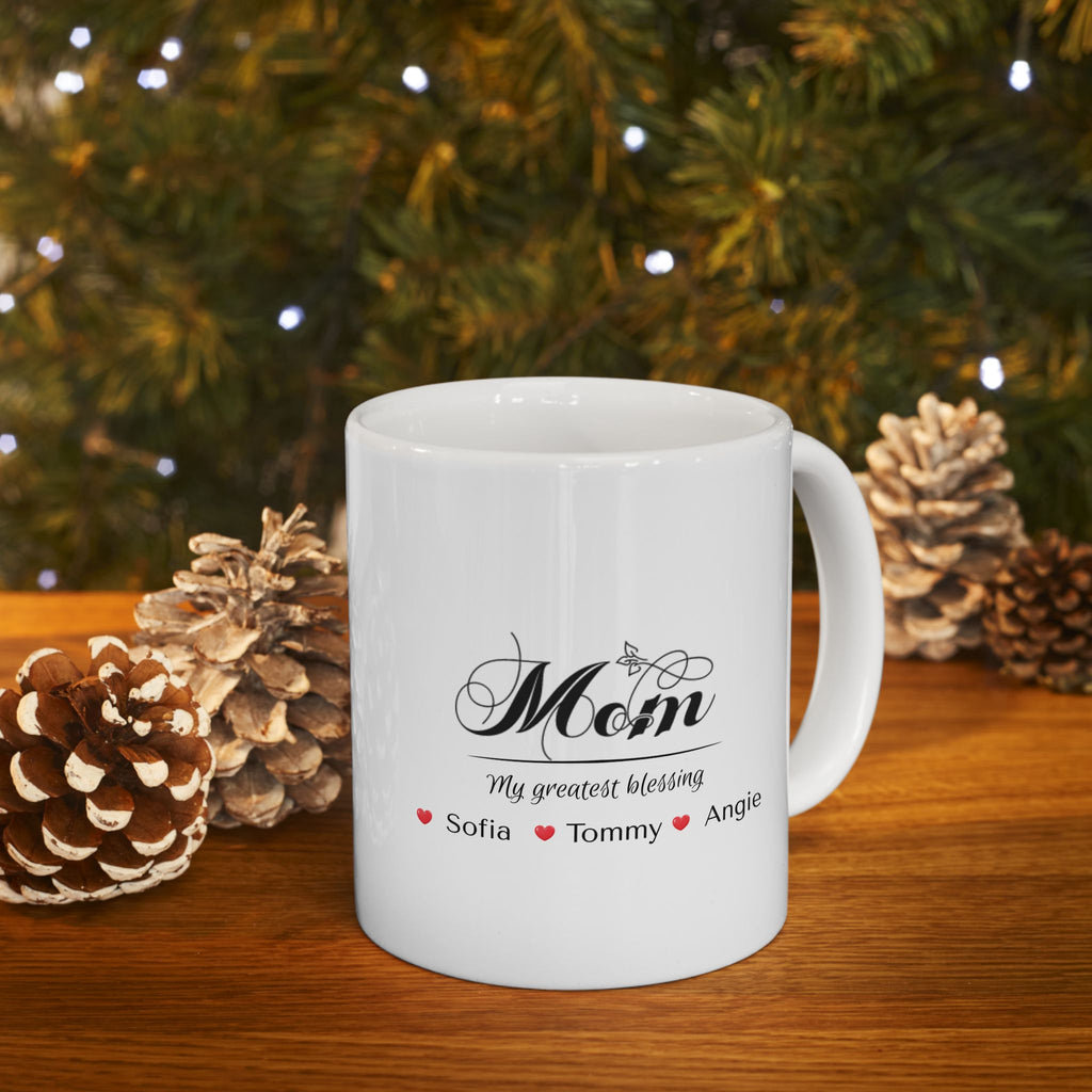 Personalized Mom Mug with Kids Names – My Greatest Blessing Coffee Mug | Custom Mother’s Day Gift for Mom