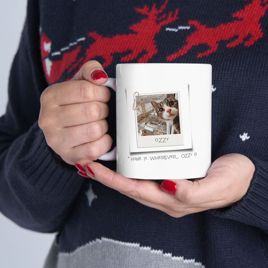 Personalized Pet Photo Mug – Home Is Wherever Your Cat Is | Custom Cat Lover Gift