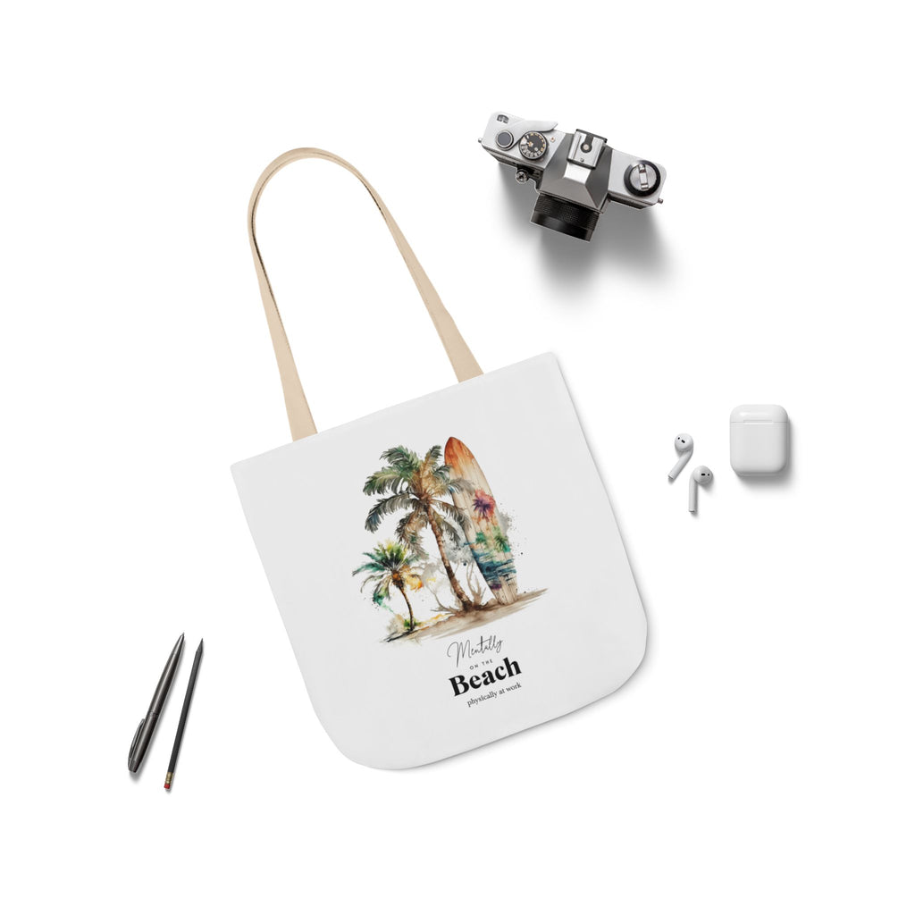 Mentally at the Beach Tote Bag – Funny Summer Bag, Beach Lover Gift, Tropical Aesthetic Tote, Vacation Vibes Shopper Bag