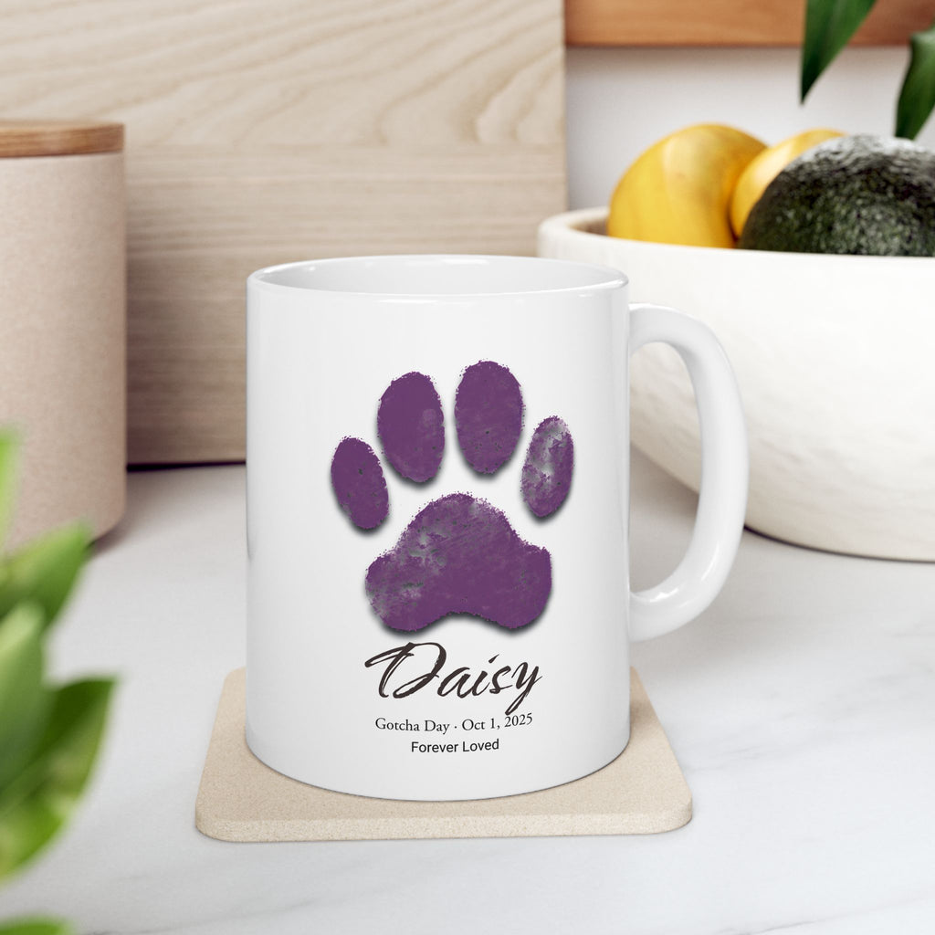 Personalized Paw Print Mug | Custom Pet Memorial Mug | Dog or Cat Remembrance Gift | Gotcha Day Coffee Mug | Pet Lover Gift