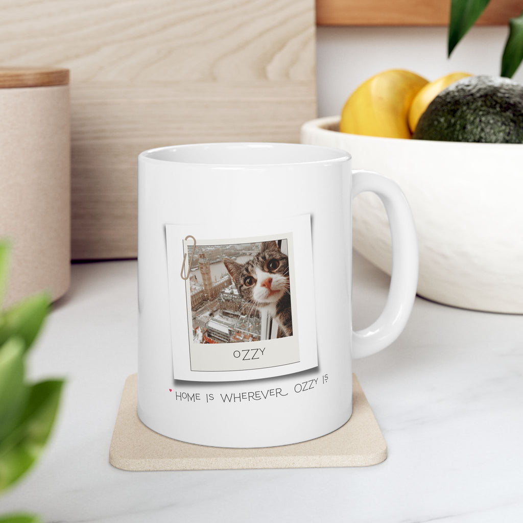 Personalized Pet Photo Mug – Home Is Wherever Your Cat Is | Custom Cat Lover Gift