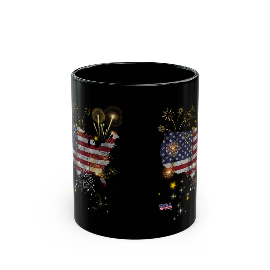 USA Flag Fireworks Mug – Patriotic Coffee Mug, 4th of July Gift, American Flag Cup, Independence Day Mug