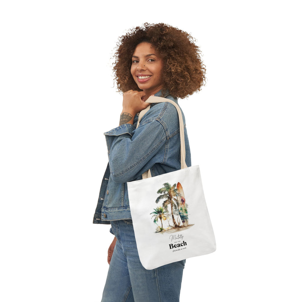 Mentally at the Beach Tote Bag – Funny Summer Bag, Beach Lover Gift, Tropical Aesthetic Tote, Vacation Vibes Shopper Bag