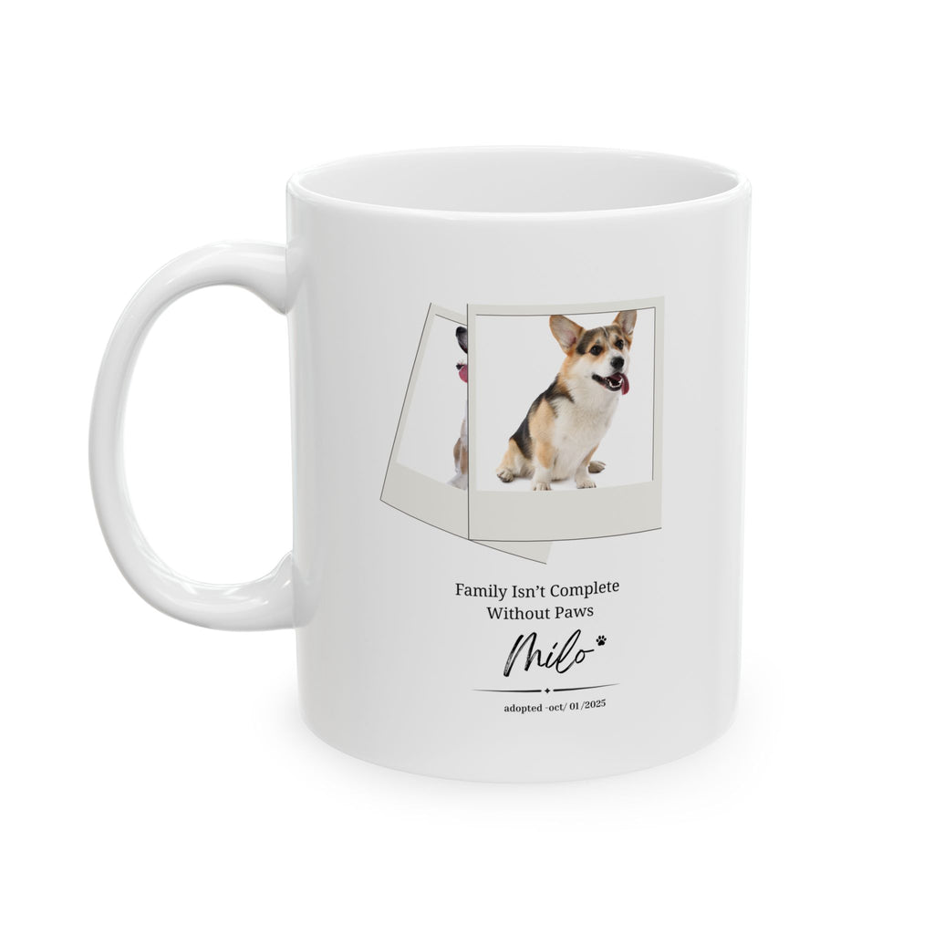 Personalized Pet Adoption Mug – Custom Paw Print with Photo, Name & Adoption Date, Dog & Cat Lover Gift