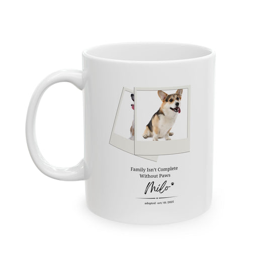 Personalized Pet Adoption Mug – Custom Paw Print with Photo, Name & Adoption Date, Dog & Cat Lover Gift