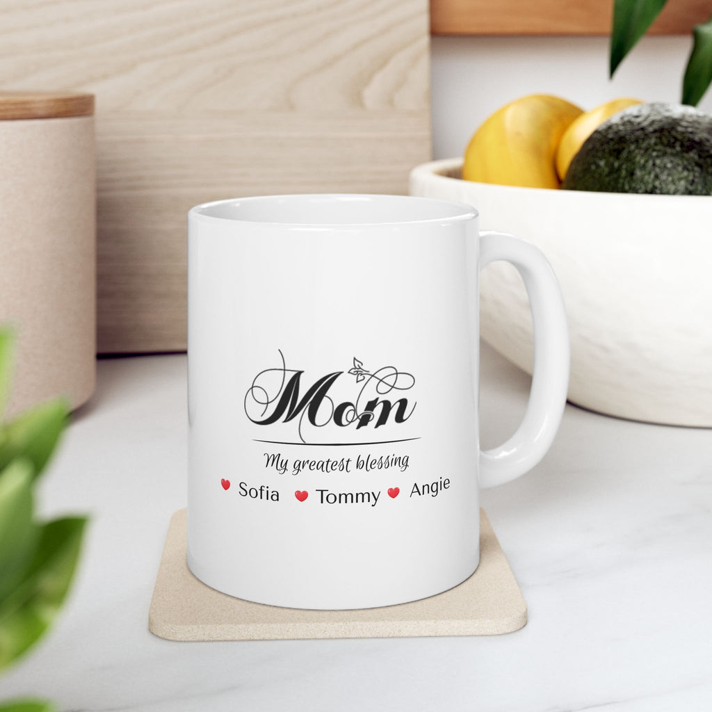 Personalized Mom Mug with Kids Names – My Greatest Blessing Coffee Mug | Custom Mother’s Day Gift for Mom