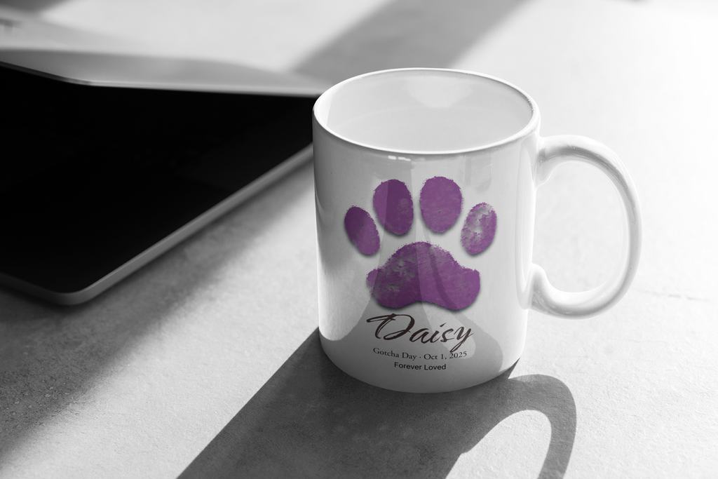 Personalized Paw Print Mug | Custom Pet Memorial Mug | Dog or Cat Remembrance Gift | Gotcha Day Coffee Mug | Pet Lover Gift