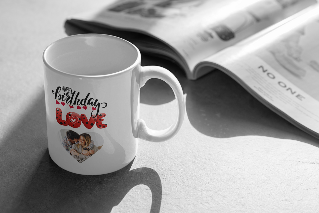 Personalized Birthday Mug – Happy Birthday Love Heart Photo Gift