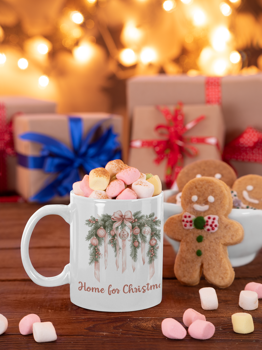 Pink Christmas Mug – Home for Christmas Coffee Cup,Home for Christmas Mug, Coquette Christmas Mug, Christmas Coffee Cup y Holiday Gift for Her.