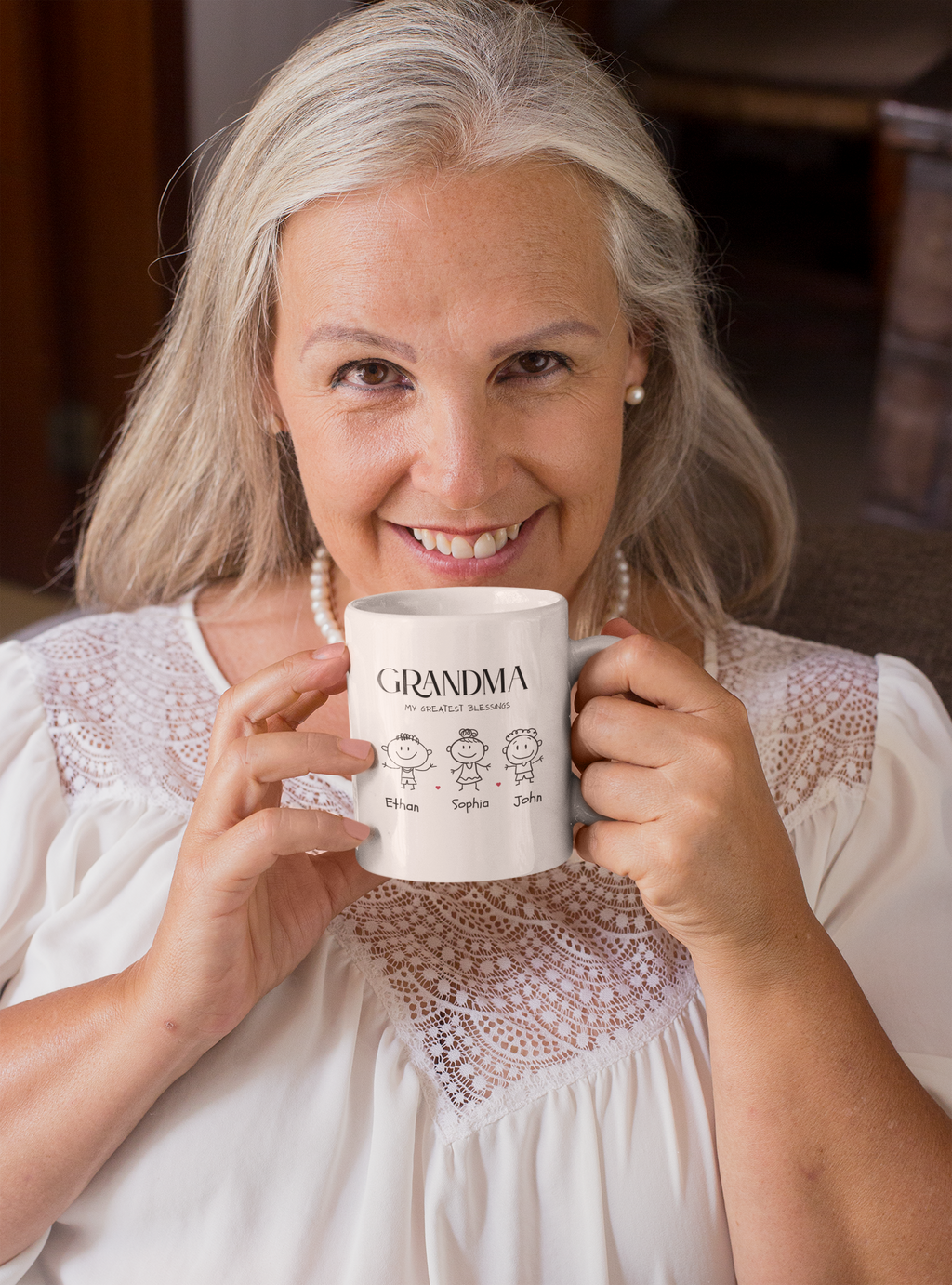 Personalized Grandma Mug with Kids Names, My Greatest Blessings Mug, Custom Grandkids Gift, Nana Mom Mug, Family Coffee Cup Gift