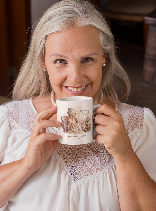 Personalized Grandma Embroidery Mug – Sewing Gift
