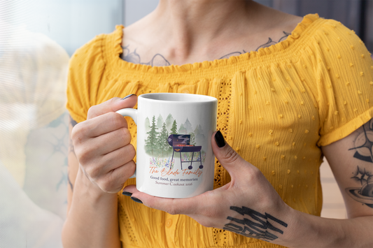 Personalized Family BBQ Mug, Custom Summer Cookout Mug, Family Reunion Gift, Custom Last Name Coffee Mug, BBQ Lover Gift, Camping Mug