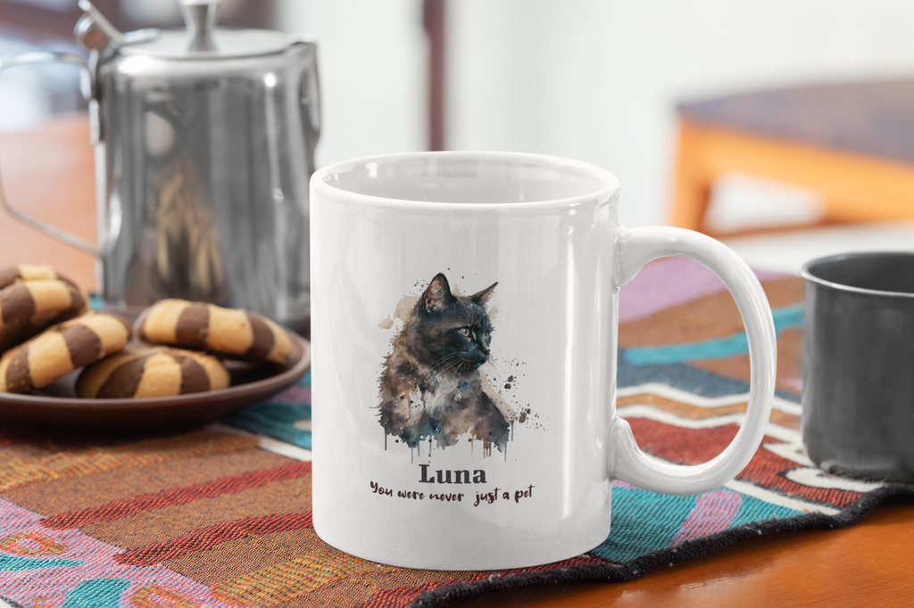 Personalized Cat Memorial Mug – Custom Pet Loss Gift with Name, Watercolor Cat Mug, Pet Remembrance Gift, Cat Lover Gift, Sympathy Gift