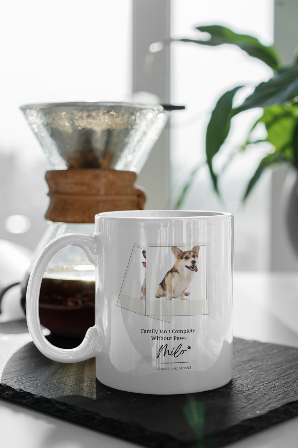 Personalized Pet Adoption Mug – Custom Paw Print with Photo, Name & Adoption Date, Dog & Cat Lover Gift