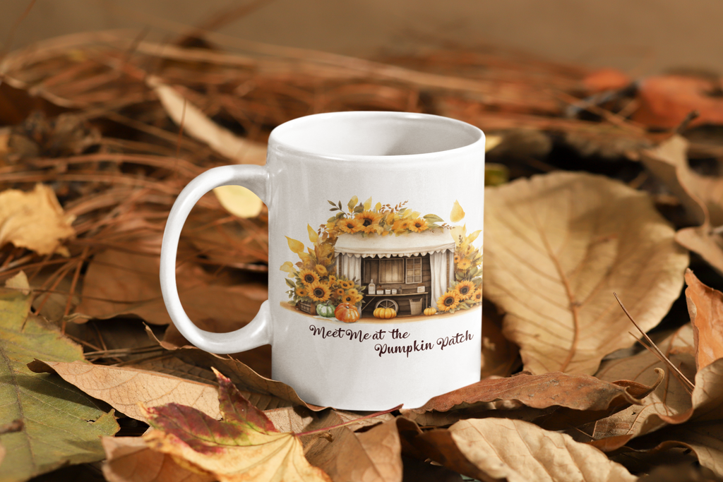 Meet Me at the Pumpkin Patch Mug | Cozy Fall Coffee Mug | Farmhouse Autumn Pumpkin Cup | Sunflower Harvest Gift