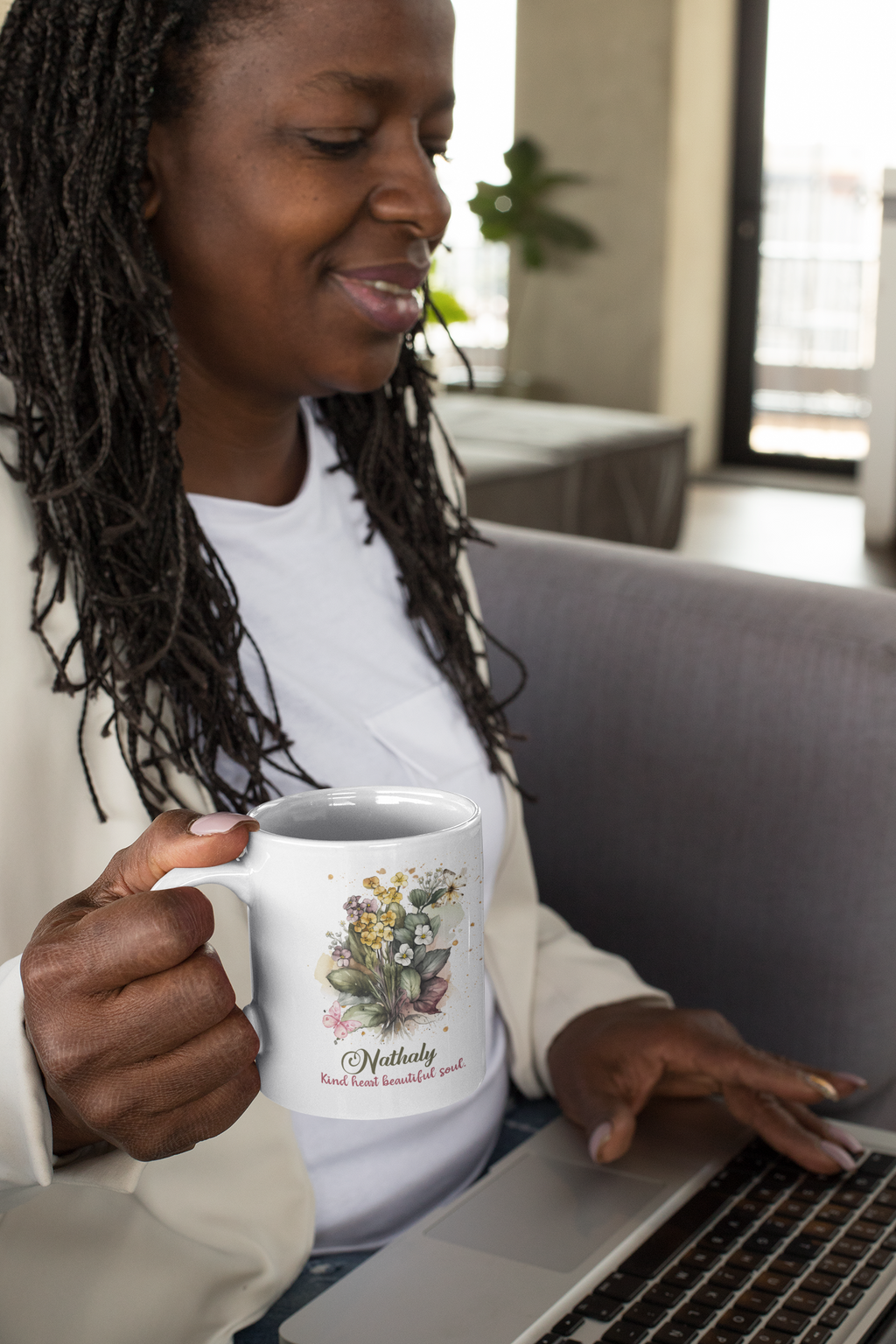 Personalized Floral Name Mug | Custom Watercolor Flower Coffee Mug | Unique Gift for Her | Birthday Mother's Day Gift