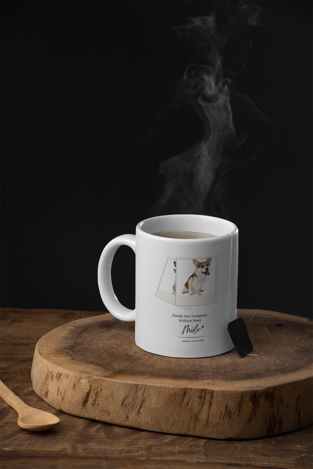 Personalized Pet Adoption Mug – Custom Paw Print with Photo, Name & Adoption Date, Dog & Cat Lover Gift