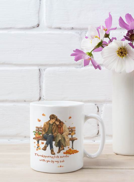 thanksgiving Couple Coffee Mug – Thanksgiving Feels Sweeter With You, Fall Love Mug,hanksgiving Couple Mug | Fall Love Coffee Mug
