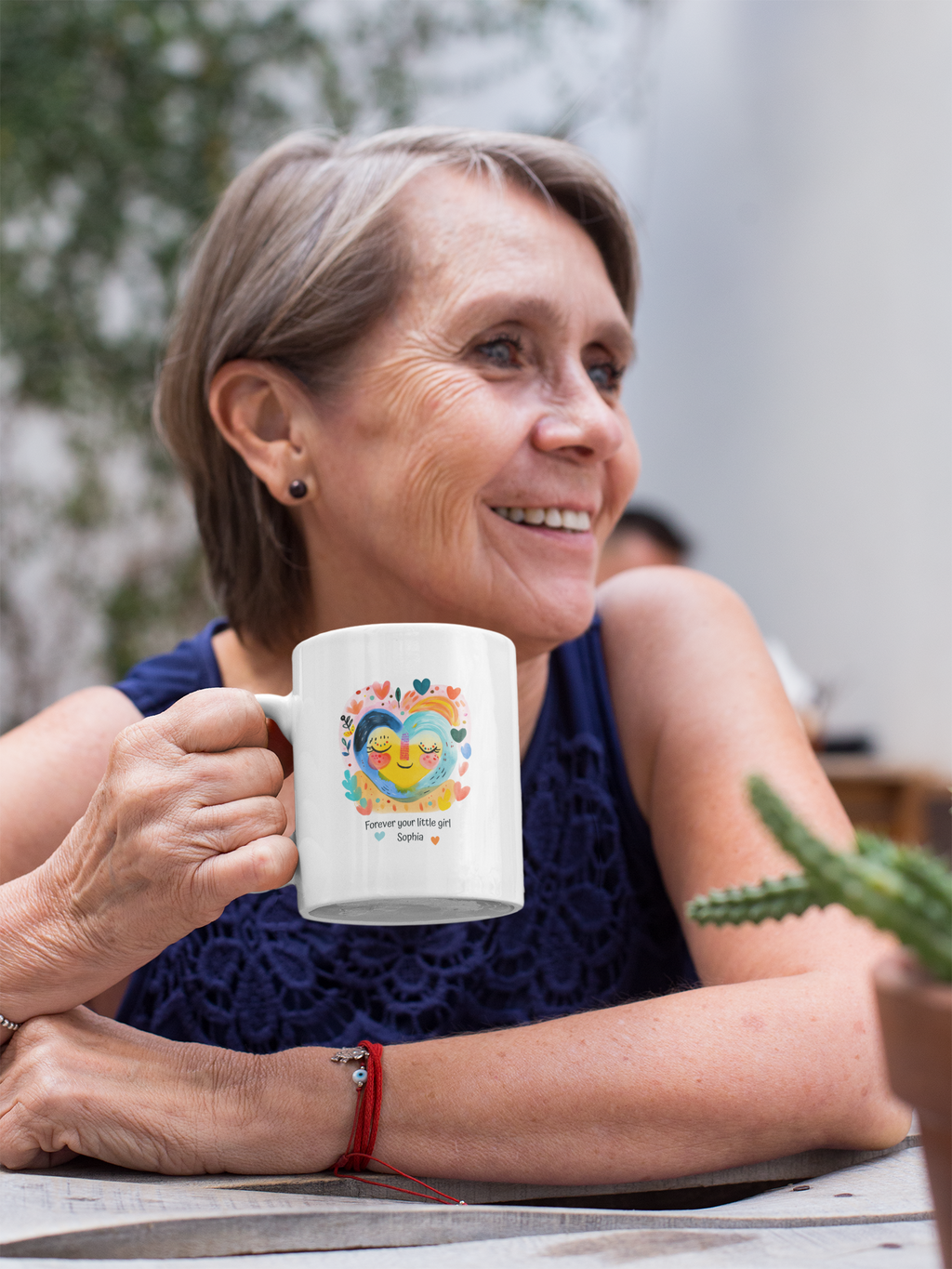 Personalized Mom Mug with Child Name – “Forever Your Little Girl” Custom Gift for Mom, Cute Colorful Heart Coffee Cup, Mother’s Day Gift from Daughter