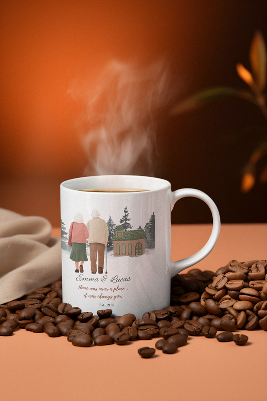 Personalized Anniversary Mug for Couples – Custom Names & Year | Grandparents Gift | Growing Old Together Mug