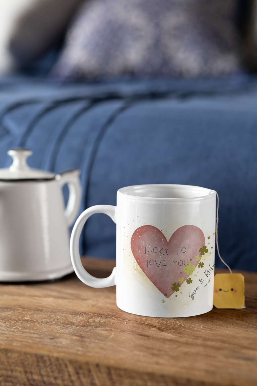 Lucky to Love You Personalized Mug – Custom Couple Coffee Mug with Names, St. Patrick’s Day Gift, Anniversary or Valentine’s Gift
