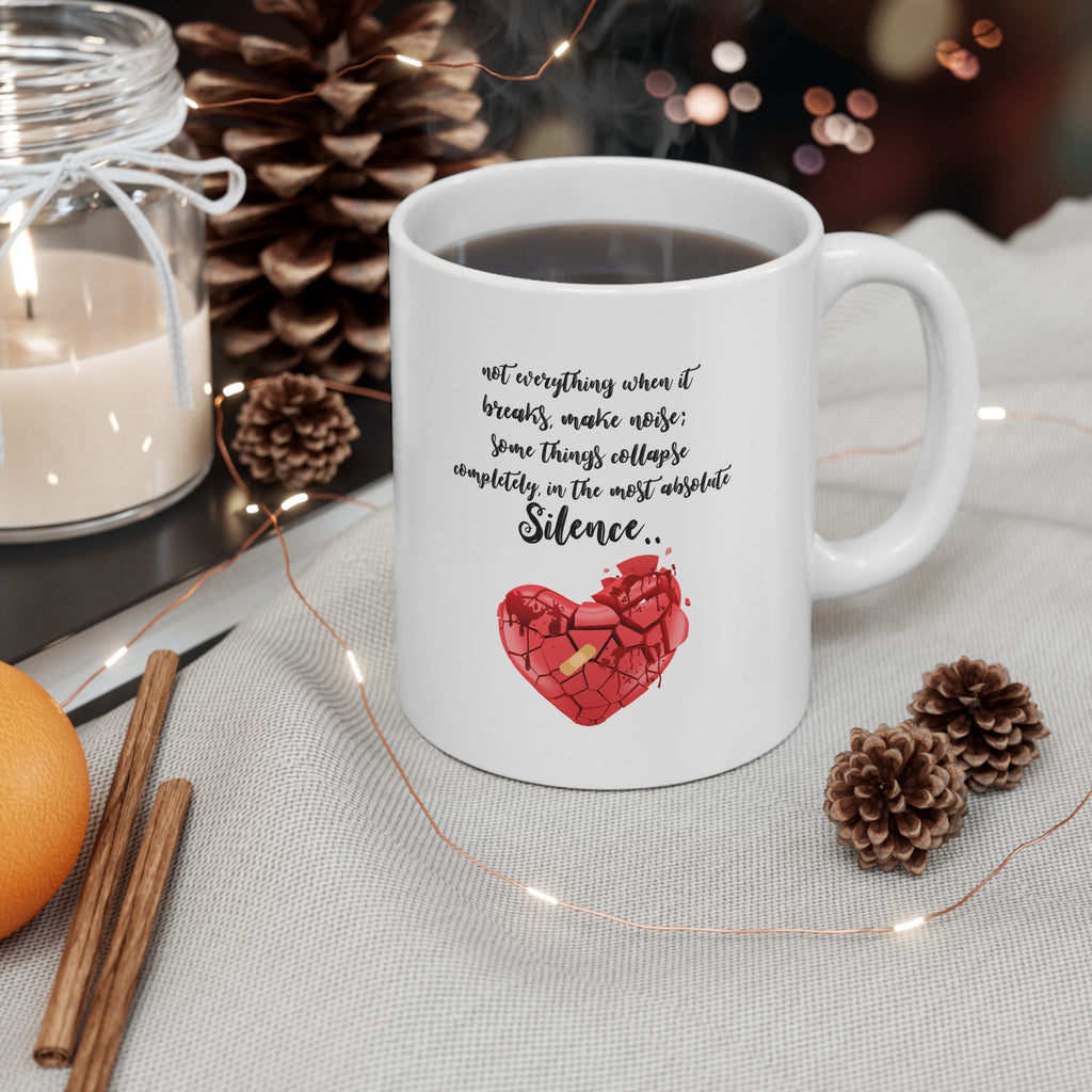 Broken Red Heart Mug – Emotional Quote Coffee Mug, Love & Healing Gift for Valentine’s Day, Anniversary, Birthday or Wedding