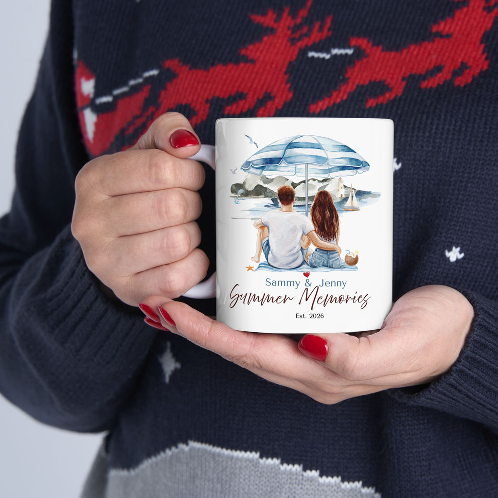Personalized Couple Mug, Summer Memories Gift, Custom Beach Mug, Personalized Couple Mug | Summer Memories Beach Gift