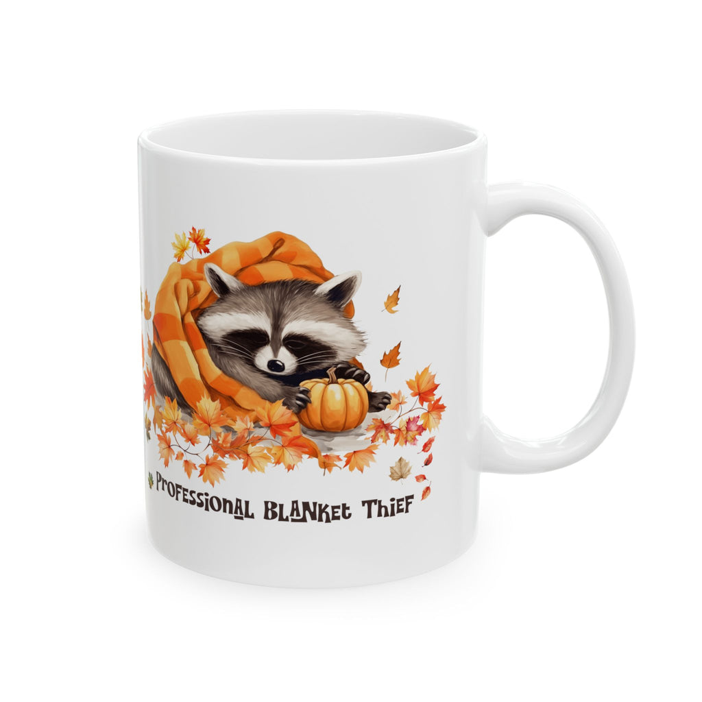Professional Blanket Thief Raccoon Mug | Funny Fall Coffee Mug | Cozy Autumn Raccoon Mug | Pumpkin Coffee Cup | Cute Woodland Gift