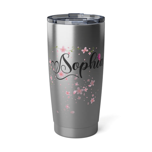 Personalized Floral Tumbler with Name – Insulated Pink Blossom Cup | Gift for Her