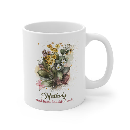 Personalized Floral Name Mug | Custom Watercolor Flower Coffee Mug | Unique Gift for Her | Birthday Mother's Day Gift