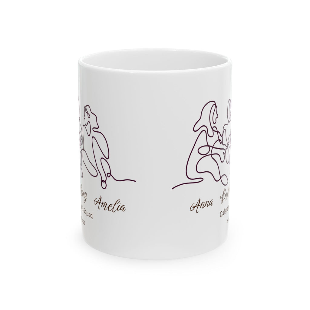 Galentine’s Squad Mug – Personalized Line Art Best Friends Mug with 3 Names, Friendship Gift for Galentine’s Day, Birthday & Anniversary