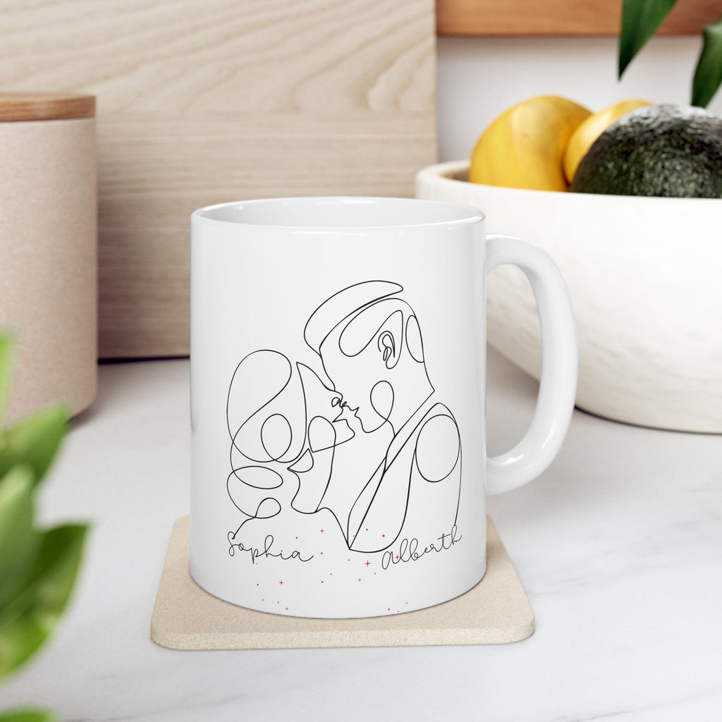 Personalized Line Art Couple Mug with Intertwined Names | Romantic Anniversary Gift