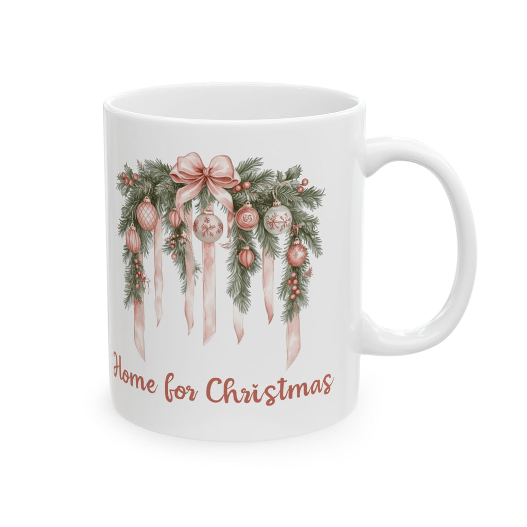 Pink Christmas Mug – Home for Christmas Coffee Cup,Home for Christmas Mug, Coquette Christmas Mug, Christmas Coffee Cup y Holiday Gift for Her.