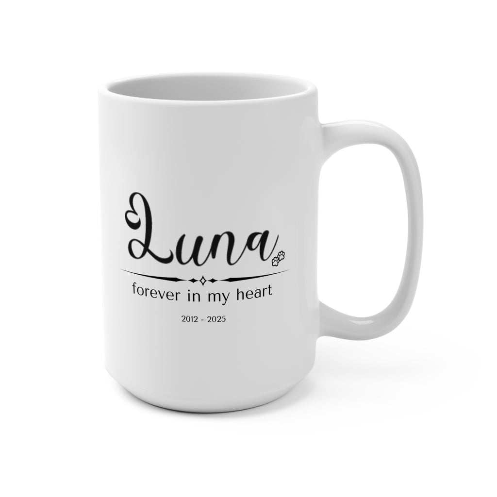 Personalized Pet Memorial Mug – Custom Dog or Cat Name & Dates, “Forever in My Heart” Sympathy Gift, Pet Loss Remembrance Cup