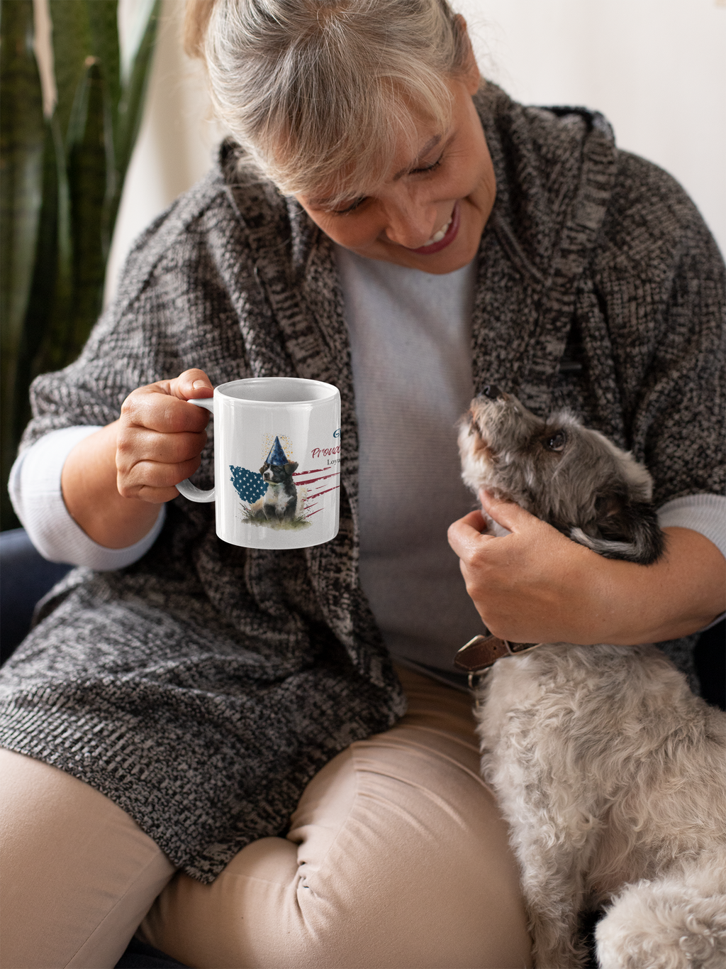 Personalized 'Bella Proud American' Dog Mug —Personalized Patriotic Dog Mug | Custom Dog Name Coffee Mug