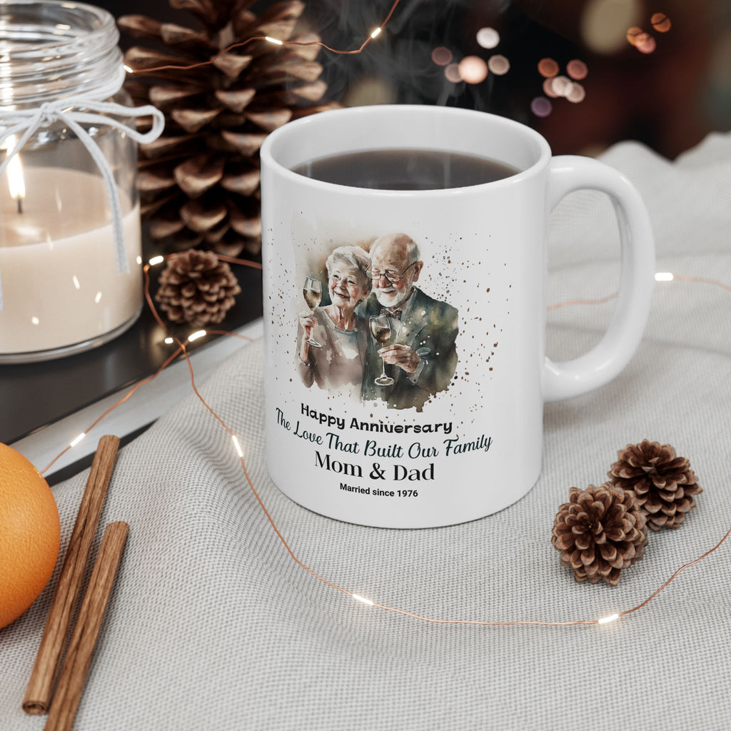 Personalized Anniversary Mug for Parents – Custom Mom & Dad Wedding Gift