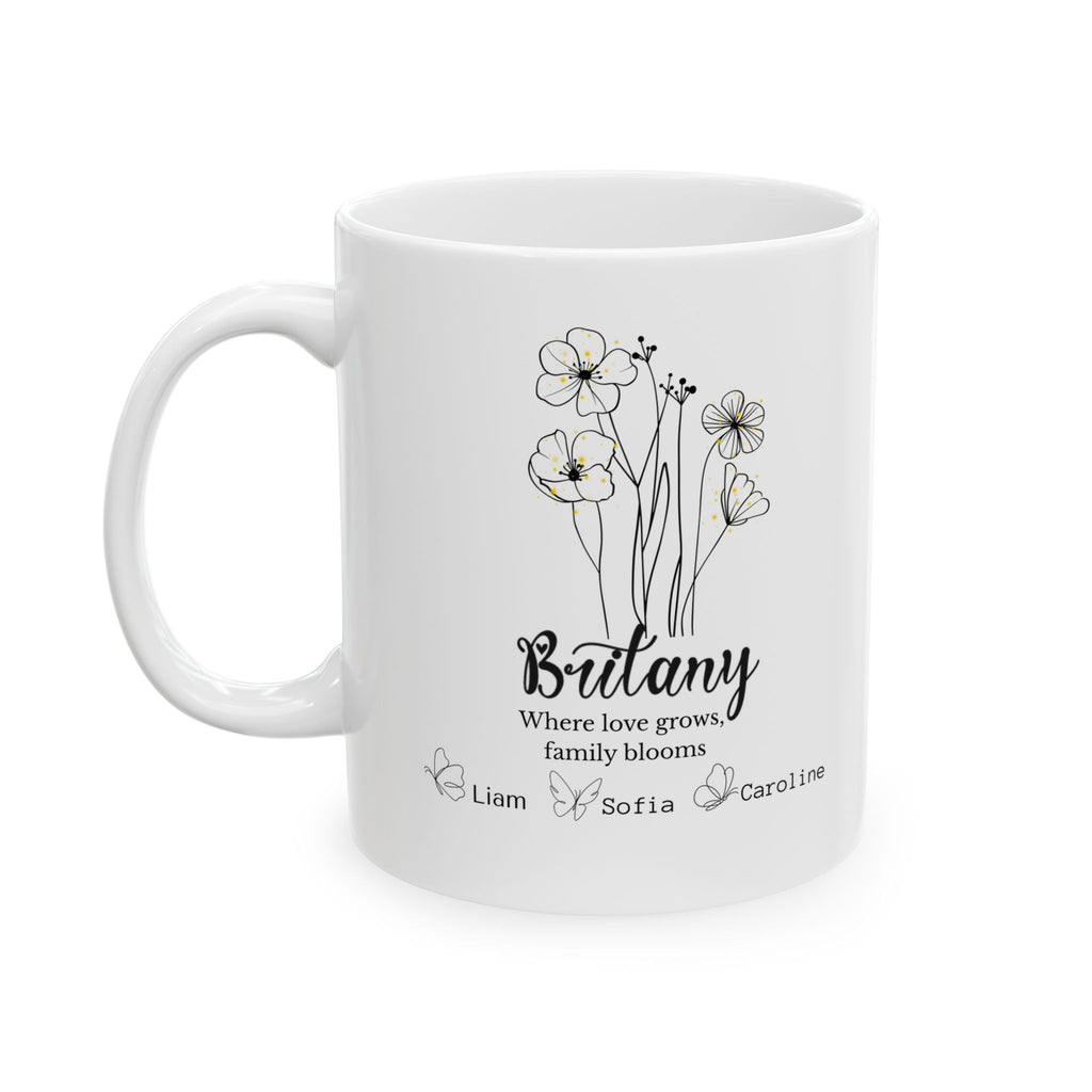 Personalized Mom Mug with Kids Names | Custom Birth Flower Mug for Mom | Mother’s Day Gift | Minimalist Floral Coffee Cup | Gift for Mom or Grandma
