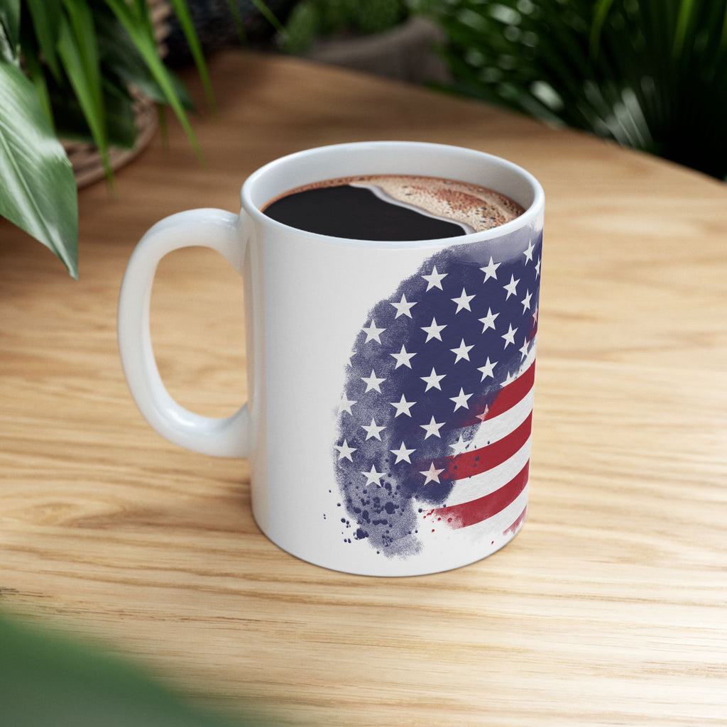 Cute Watercolor American Flag Mug – Patriotic Coffee Cup, Simple USA Design Gift