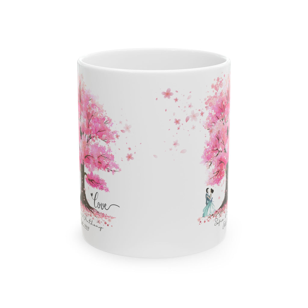 Personalized Couple Mug – Blossom Tree Love Gift with Names & Year