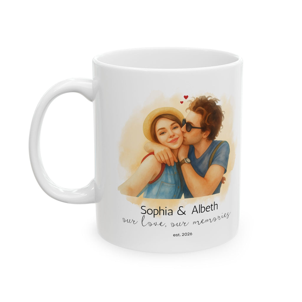 Custom Watercolor Photo Mug for Couples, Personalized Couple Gift, Anniversary Gift, Romantic Gift, Custom Photo Mug, Wedding Gift, Family Keepsake Mug