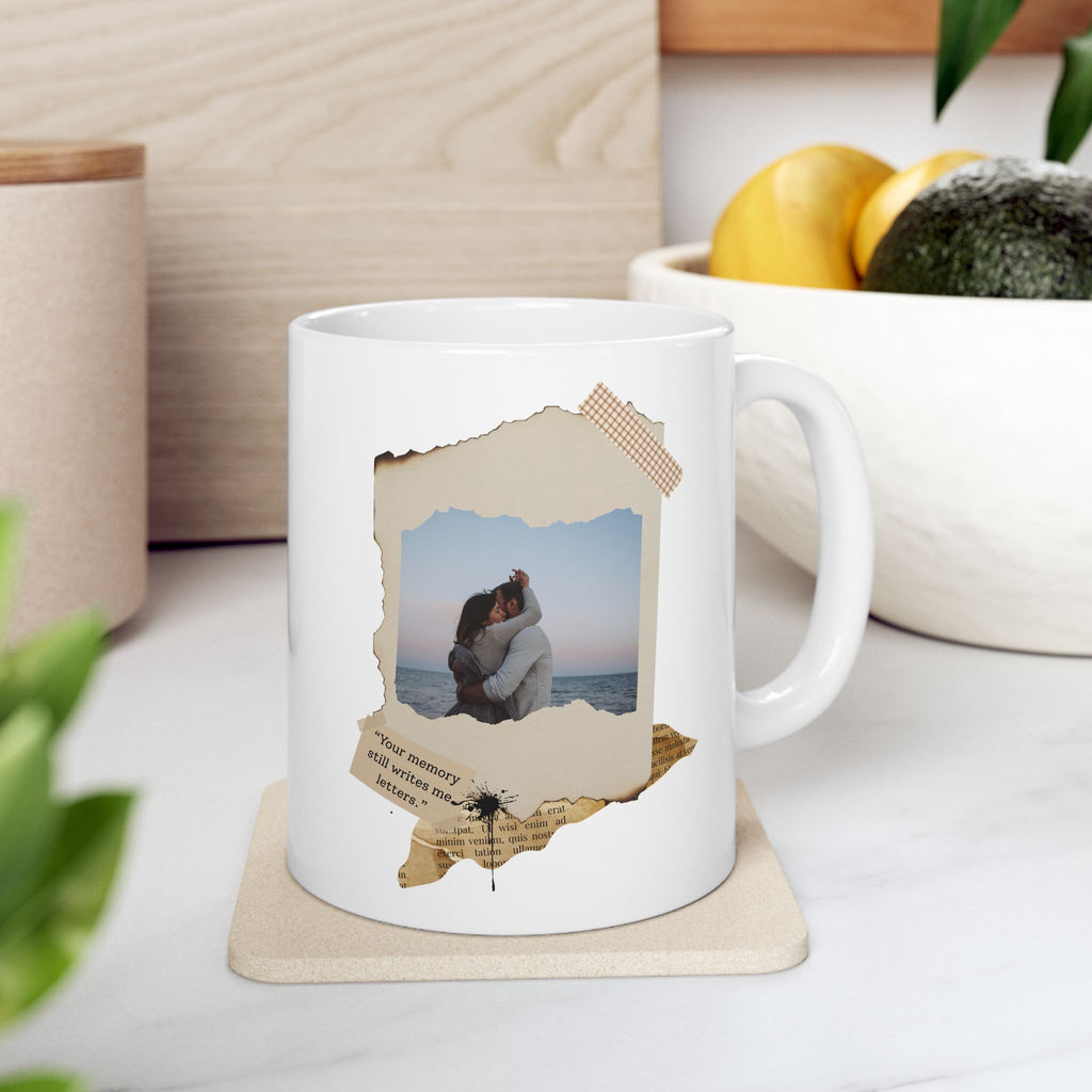Personalized Vintage Photo Mug – Your Ghosts Still Write Me Letters, Custom Photo & Quote Romantic Keepsake Gift