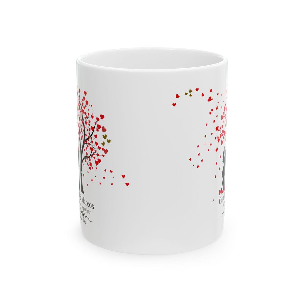 Personalized Couple Mug – Romantic Tree of Hearts Anniversary Gift with Names and Year