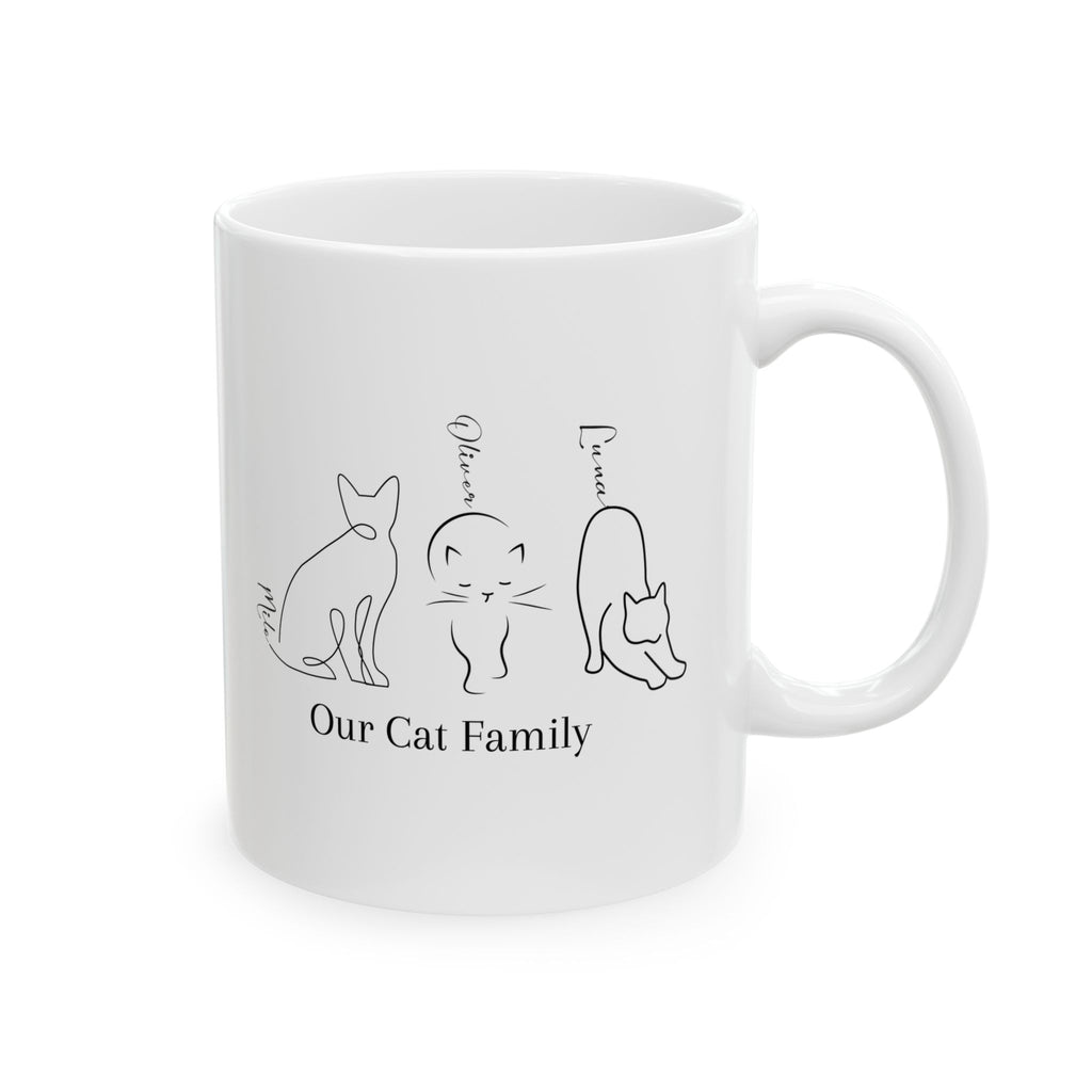 Personalized Cat Family Mug – Custom 3 Cat Names | Minimalist Line Art Cat Mug | Cat Lover Gift | Our Cat Family Mug