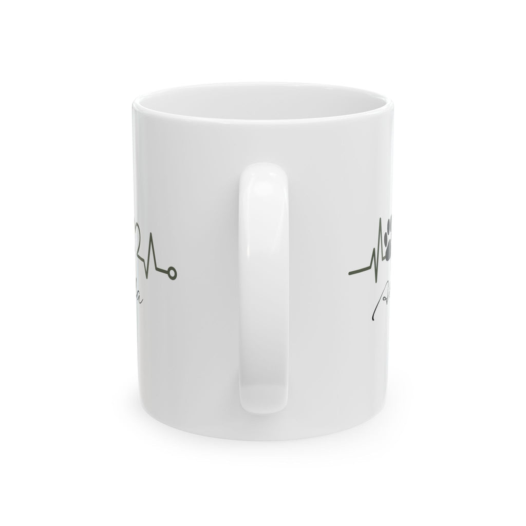 Personalized Heartbeat Paw Mug – Adopted & Loved, Custom Pet Name & Date, Dog & Cat Adoption Gift